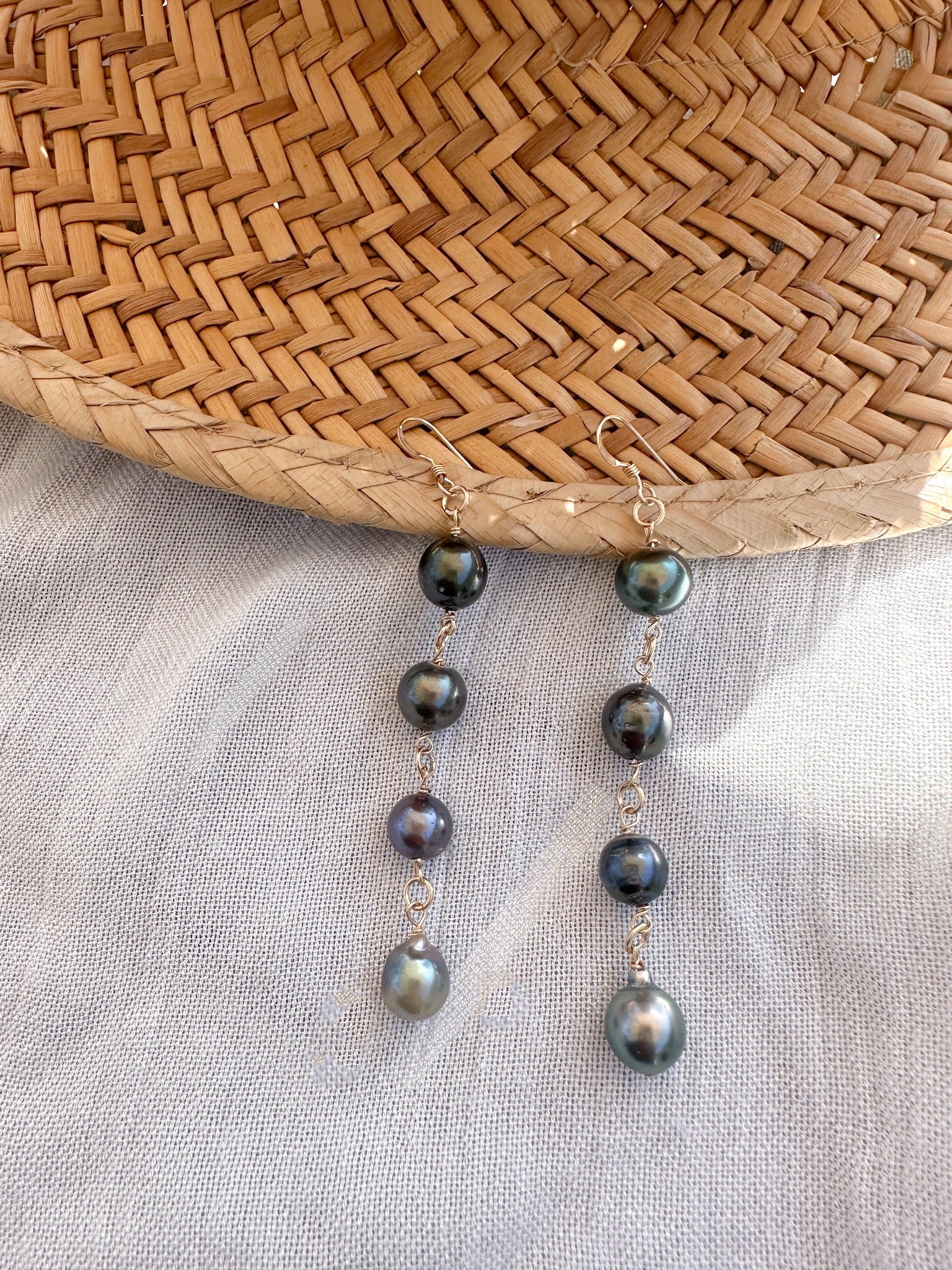 String of south sea white pearl earrings