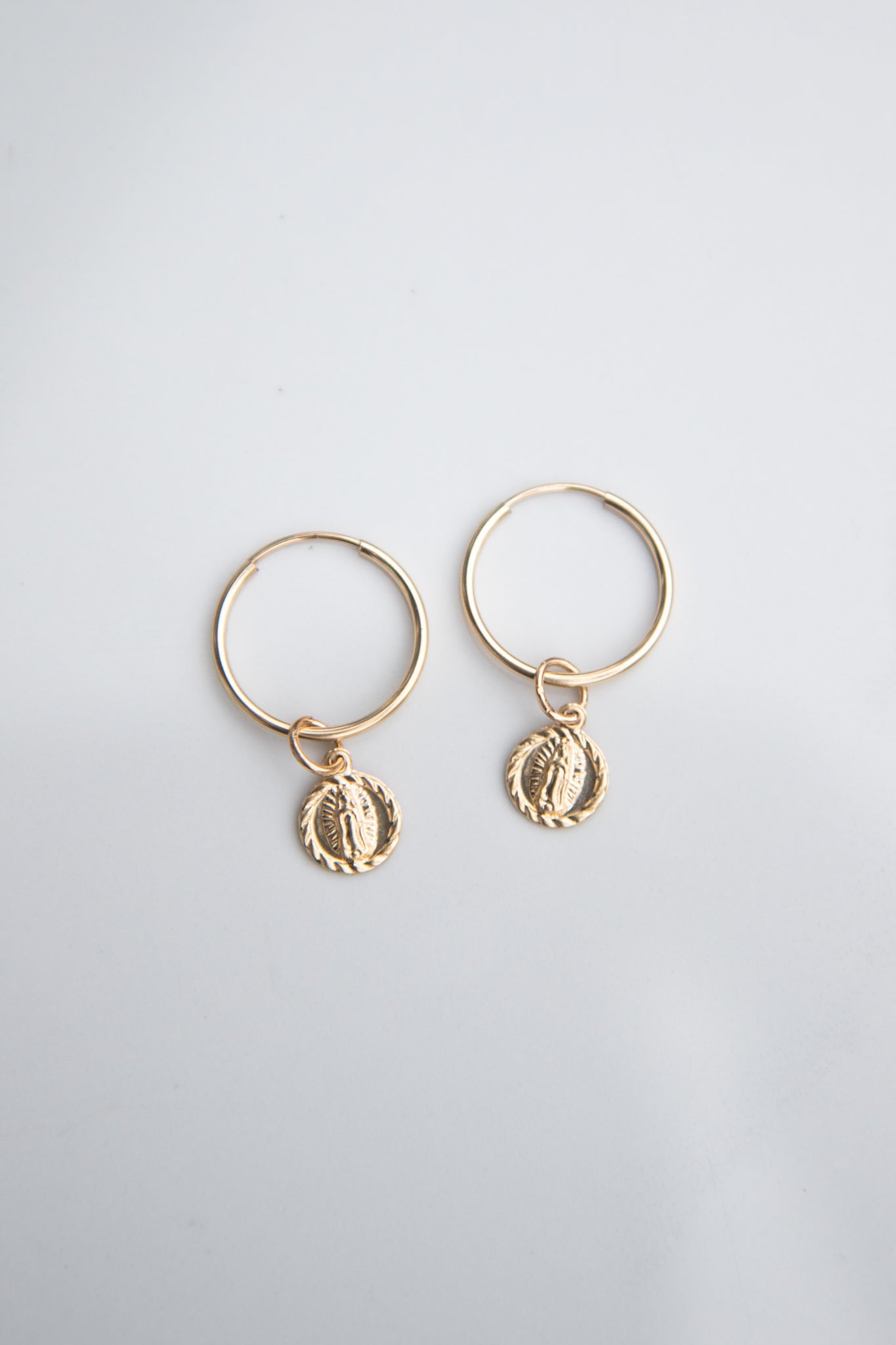 La virgen de Guadalupe gold baby hoops