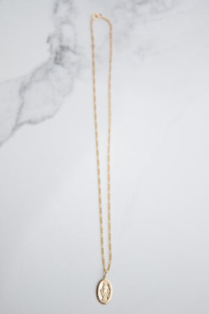 Virgin Mary Oval  medallion Necklace
