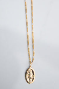 Virgin Mary Oval  medallion Necklace