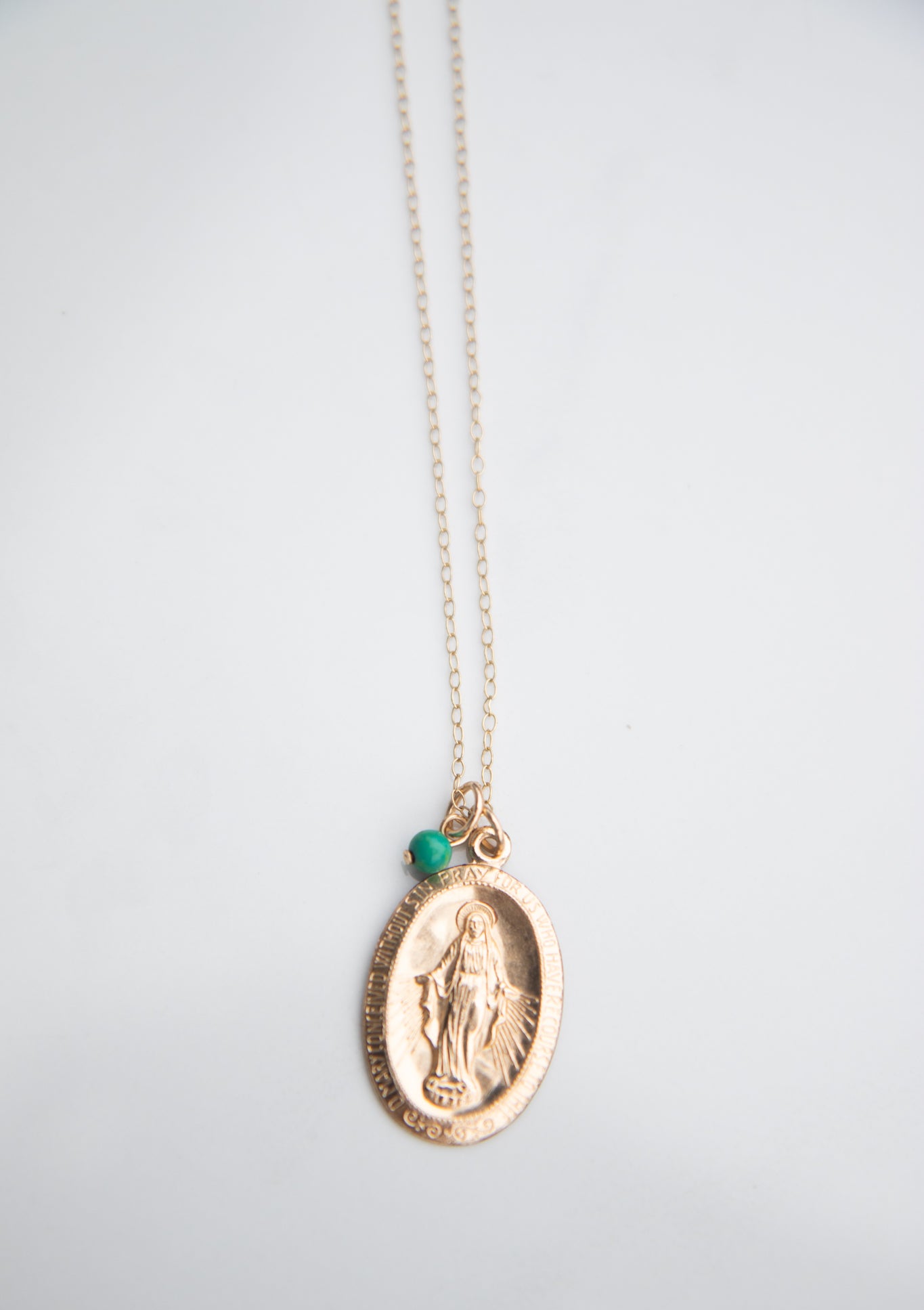 La Virgen María oval shaped medalion Necklace