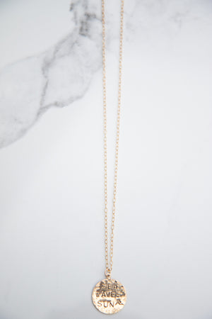 Sea - Sun - Waves round medallion necklace Necklace