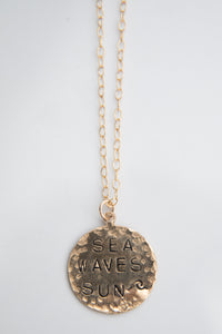 Sea - Sun - Waves round medallion necklace Necklace