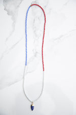 Island multicolor one of a kind necklace with Lapis Lazuli spear - Red/White
