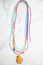 Island multicolor one of a kind necklace with Lapis Lazuli spear - Red/White