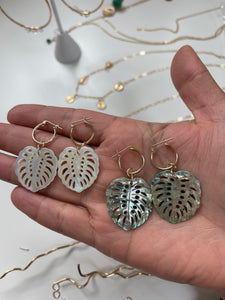 Hawaiian Monsterra huggie hoop earrings