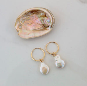 Coin Pearl baby hoops
