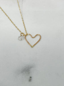 Heart and Herkimer charm necklace
